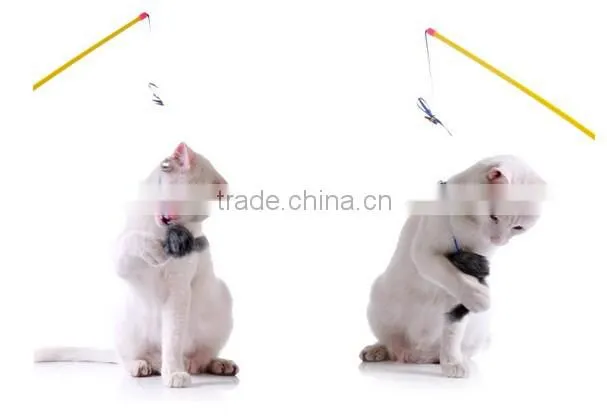 Funny Pet Cat Kitten Play Feather Teaser Rod Wand Playing Toy With Bell