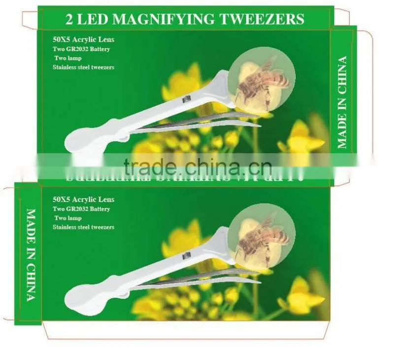 Factory Directly!Handheld plastic tweezer magnifier with led light