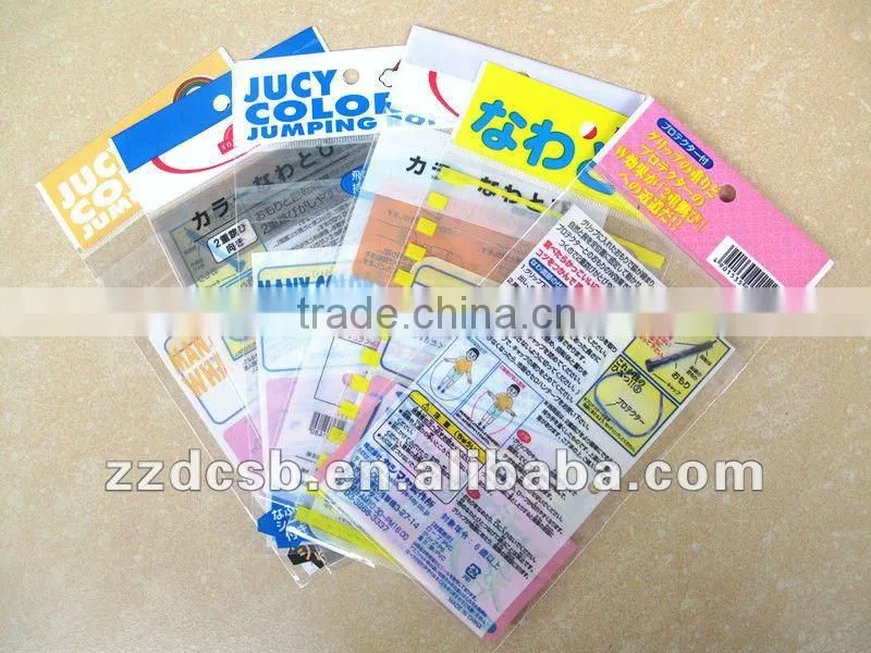 Plastic resealable opp header bag with self adhesive flap at the top
