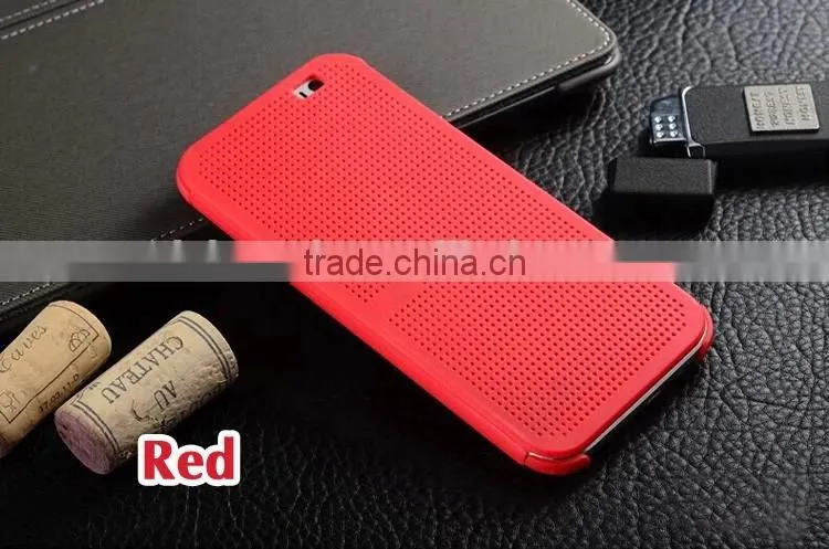 Smart Flip Dot View Cover Case For HTC One M8 Auto Sleep Wake function Phone Case With Stylish Matrix Design