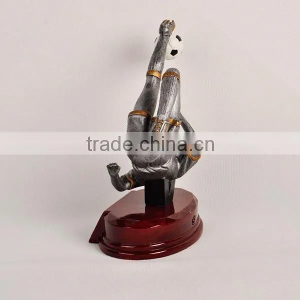 Resin female football trophy cup