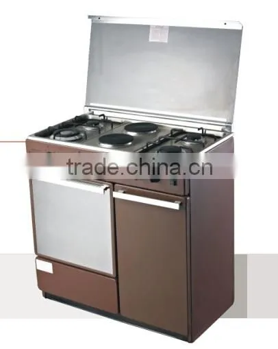 2014 Glass Cover And S/S Top 4 Burner and 2 Hot plate Free Standing Oven Zhongshan Factory OEM Service(Model no: KZ720C)