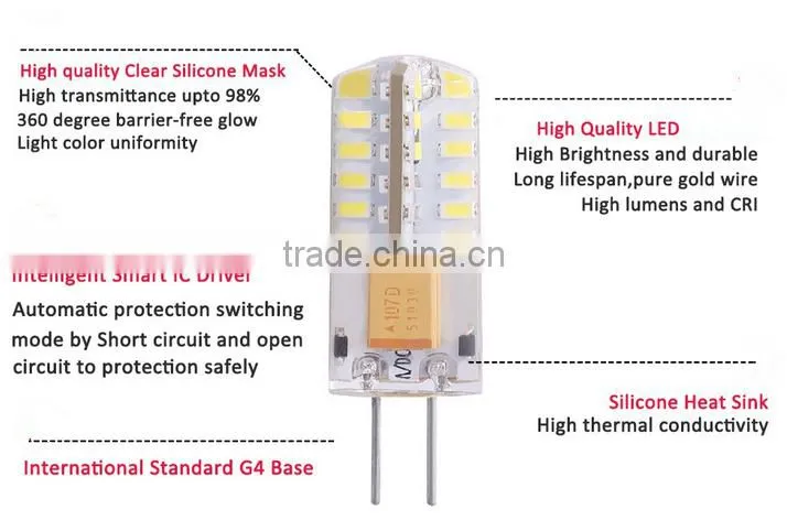 Hot sale Mini LED G4 LED Warm White 1.5W 12V SMD3014 CE LED Lamp G4
