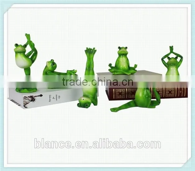 resin frog statue funny yoga frog figurine for home decoration