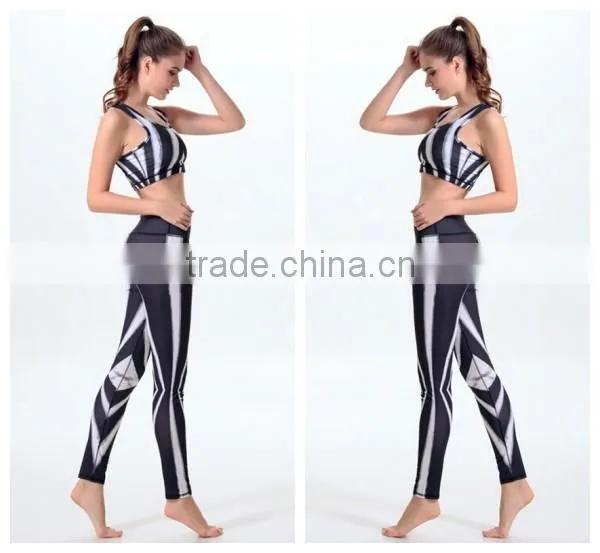Black And White Girls Yoga Pants Graceful Spandex Girls Yoga Pants