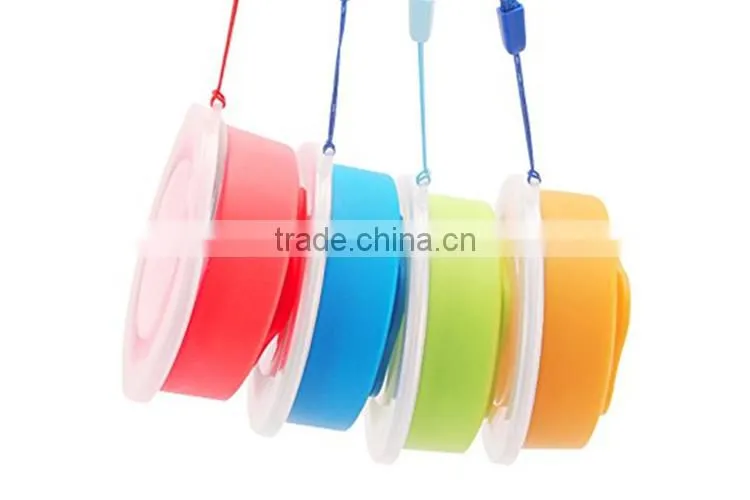 Soft food grade silicone folding drinking cup, silicone custom design collapsible cup with lid