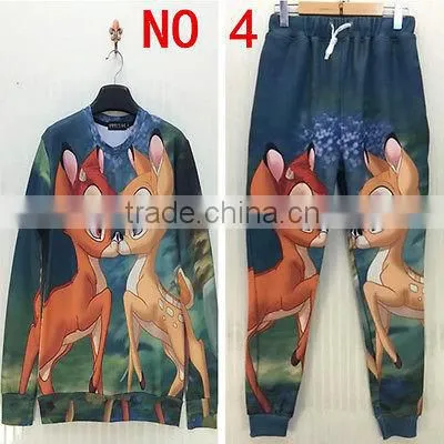 New 2015 Fashion All Over Full Print Sweatshirt Sport Suit Women Hoody Leaf 3D Print Sweatshirts Hot