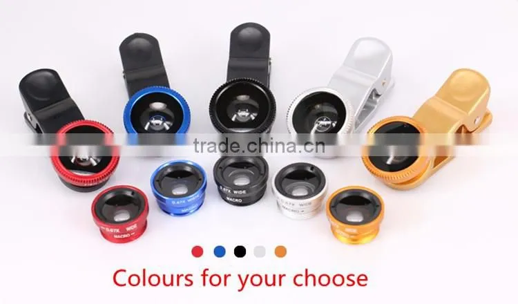 Universal Clip Detachable 3 in 1 Fish Eye Lens Wide Angle Macro Optical Lens Cell Phone Camera Lens