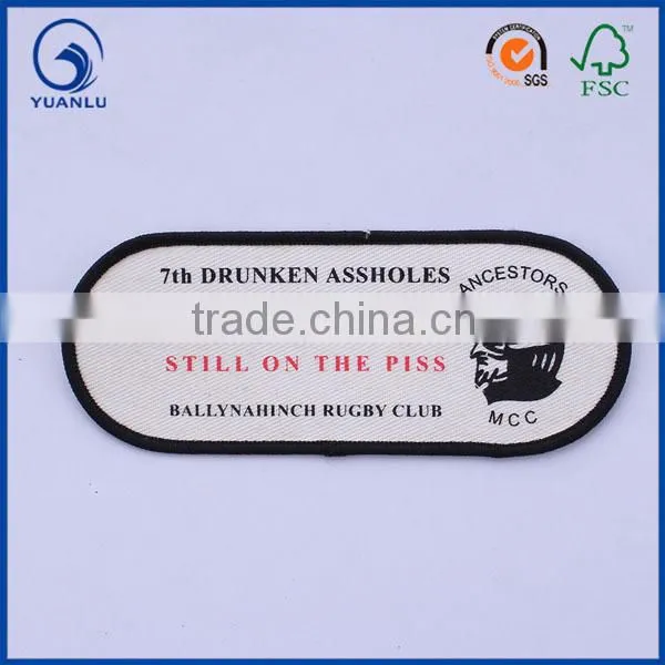 cheap custom sew on embroidery clothing badge
