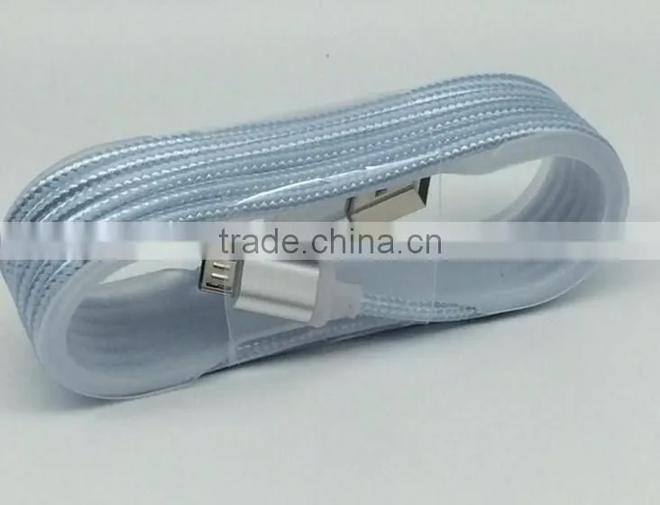 Usb braided cable 10ft Nylon Iron Shell USB Cable for V8 android data cable