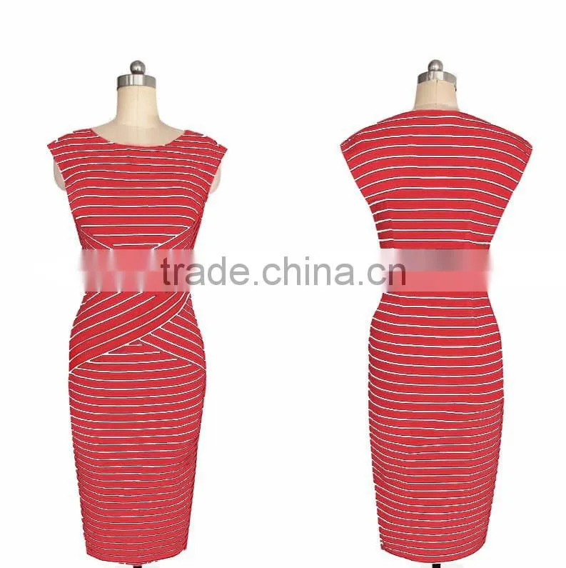 Casual Wear Women Dress Sleeveless Dress Elegant Black And White Striped