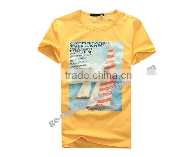 Young's Short Sleeve Round Neck T-shirt with Discharge Print in the front