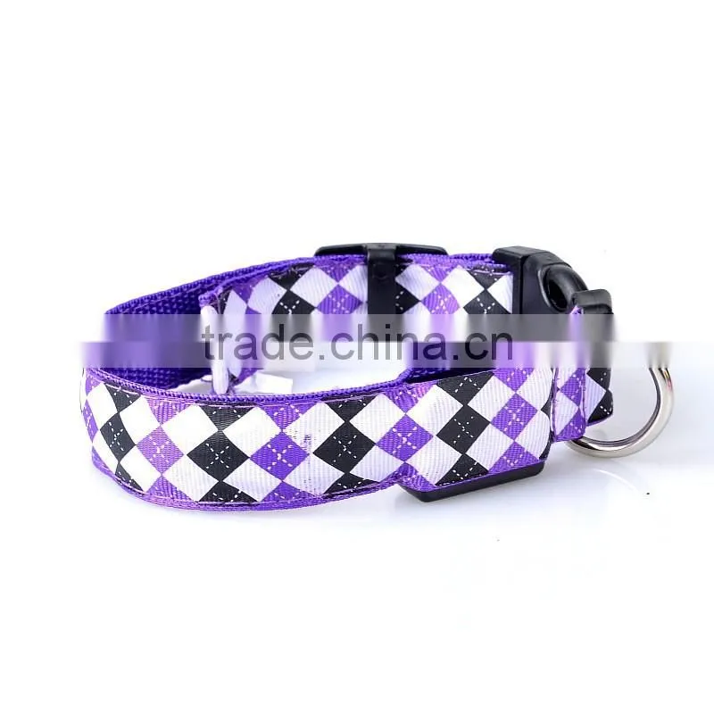 Rhombus printing led flashing lights dog collar