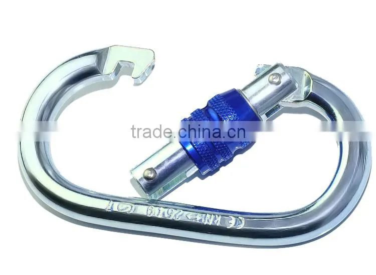 Oval Screwgate locking Safety Steel Carabiner with EN 362, EN 12275 for Climbing Height work/ Mountain Rescue