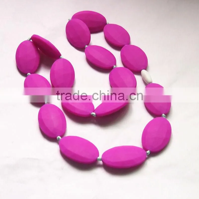 Quartz Pink Silicone Teething Necklace Baby Chew amber