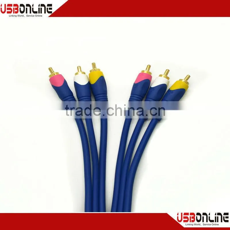 Gold Composite 3 RCA Audio Video Cable (Male to Male) 3 RCA Component Cable Audio Video 6.6FT 5ft 10ft 50ft RCA AV GOLD PLATED