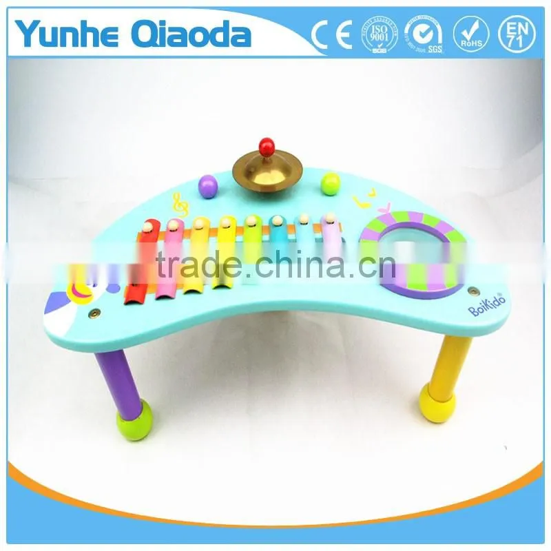 wooden musical percussion instruments blue moon shape table xylophone drum symbol Noisy /educational wooden toy/