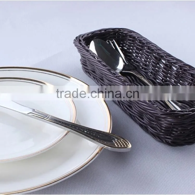 Eco-friendly longitypical design handcraft rattan cutlery basket