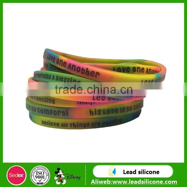 colorful silicon custom bracelet with custom package in high quality