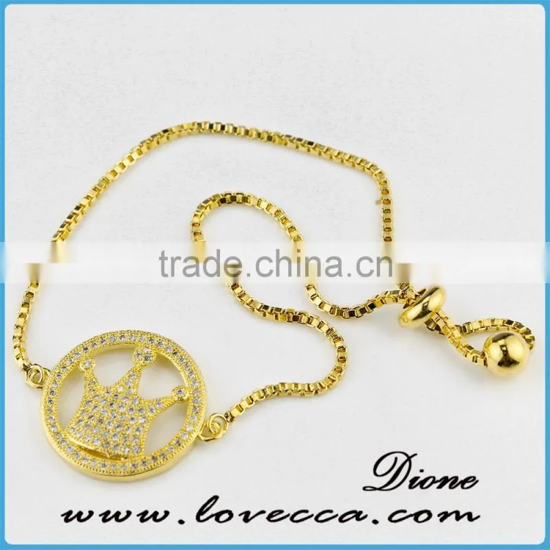 24Kt gold bracelet micropave CZ girls gold chain bracelet
