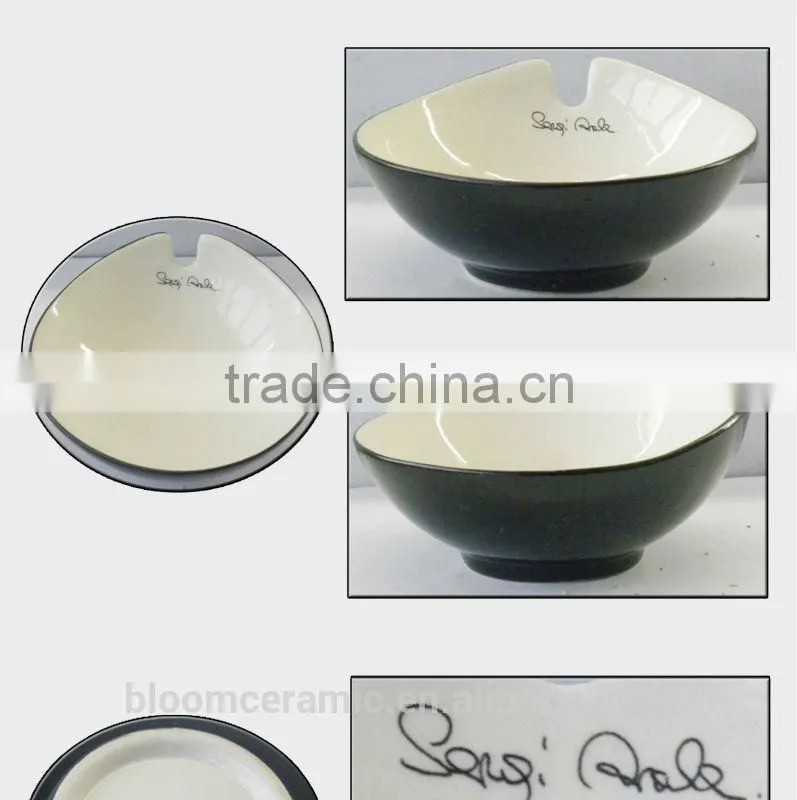 colorful bloom ceramic black cereal bowl