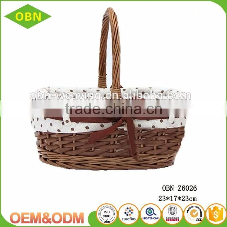 Custom 100% handmade eco-friendly handled colorful fancy natural wicker gift Easter basket with liner