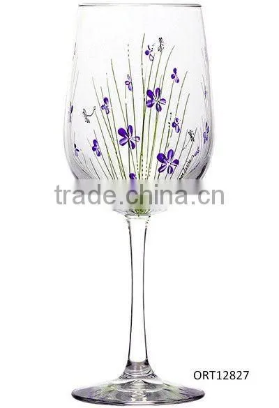 fancy hand painted wine glass