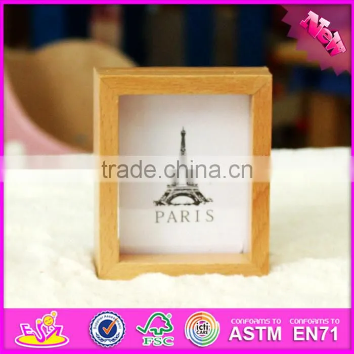 2016 hot sale baby wooden mini photo frame, most popular kids wooden mini photo frame W09A054