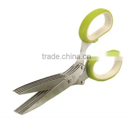 Multi-functional 5- blade herb scissor with PP handle
