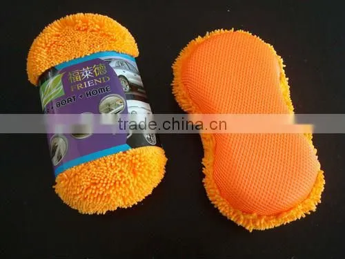 Short Chenille Wash Sponge with Mesh