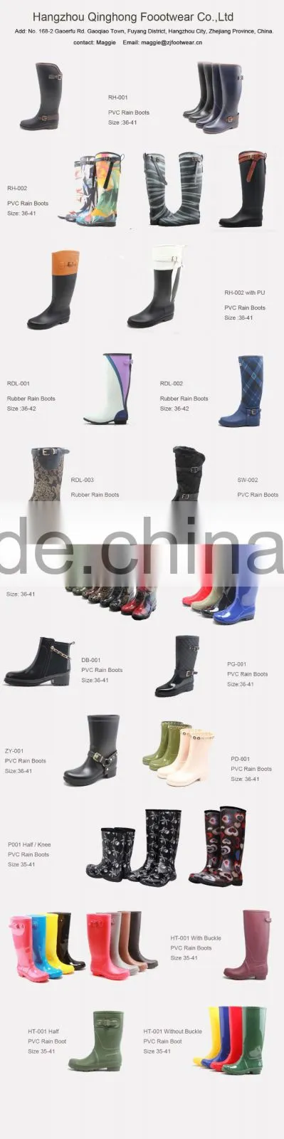 2017 women rubber rain boots with good shape