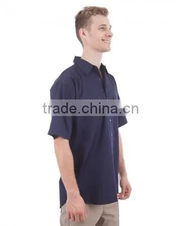 100% Cotton Preshrunk Drill Short Sleeve Navy mens work shirts