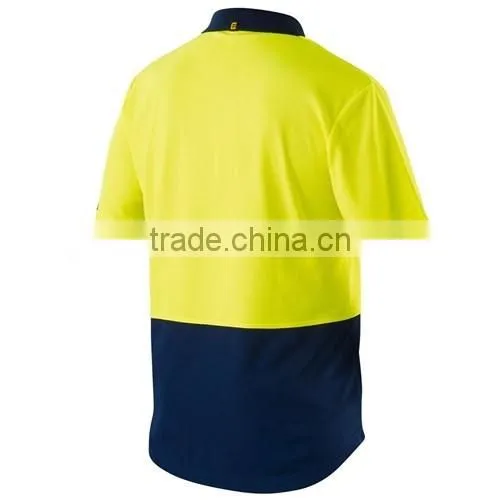 Custom Workwear Spliced Cotton Hi Vis Back Short Sleeve work t-shirt Polo