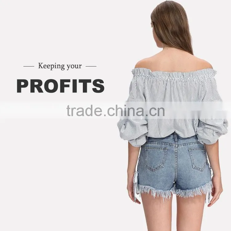 Women latest off shoulder styles casual blouse designs images