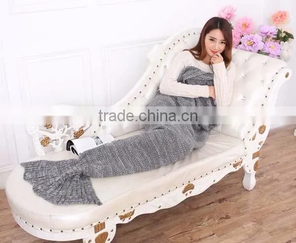 wholesale 2016 high quality winter Knitted Mermaid Tail Blanket