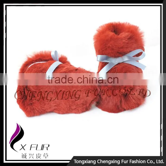 CX-SHOES-07 New Products Genuine Rabbit Fur Cute Baby Shoes