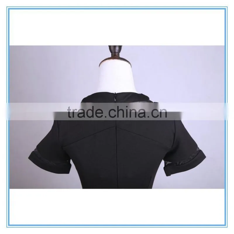 2016New Arrival Ladies Western Dress Designs Skater Short Umbrella Dress With Mesh Insert