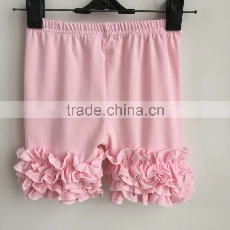 2016 boutique baby girl triple ruffles shorts baby cotton ruffle shorts baby soild color shorts