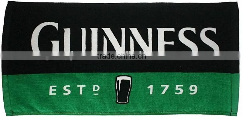 Custom design full size jacquard logo terry bar towel