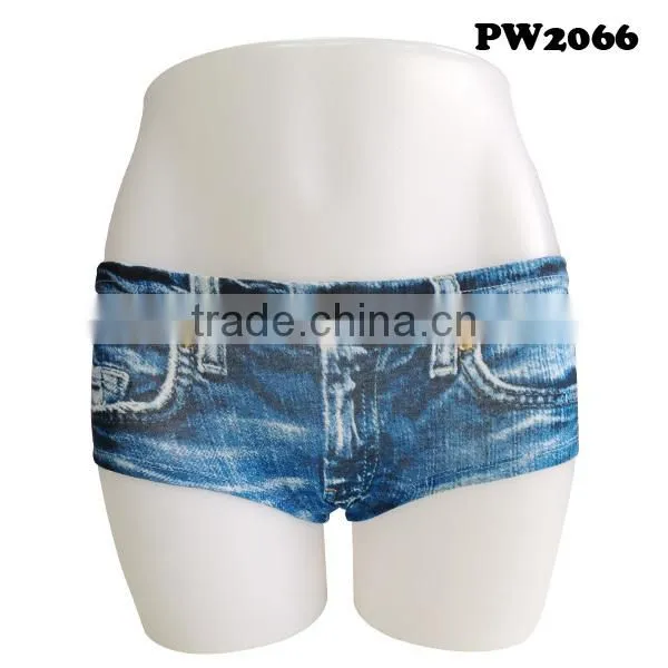ladies boyshort with imitation jeans printing