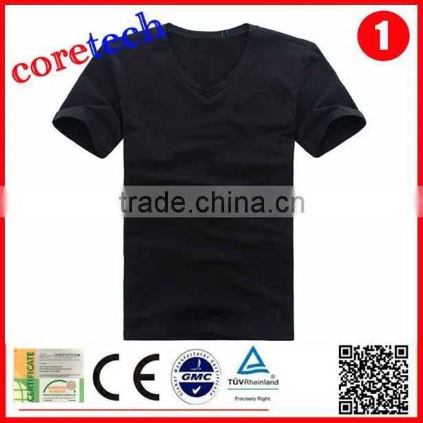 Plain blank mens slim fit v-neck t-shirt factory