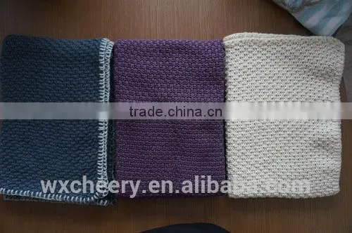 super soft cotton/polyester acrylic knitted baby blanket