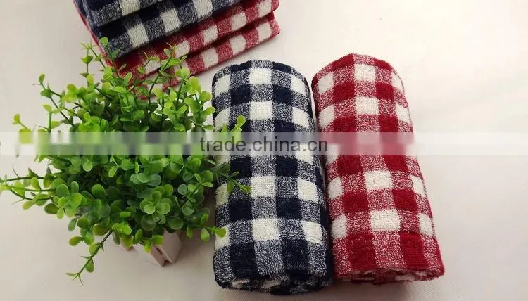 Sale 100% cotton blue grey check bath towel/big and soft hotel bath towel