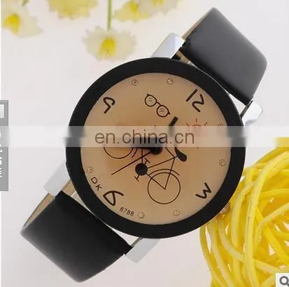 2017 New Women Wristwatch Fashion Casual Watches Cute Cartoon Bike Genuine Leather Watches Women Quartz Watch