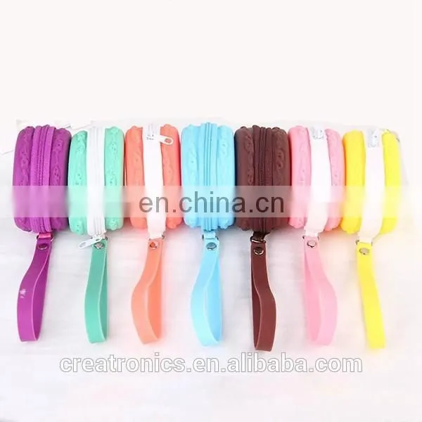 CR proffesional sales team cheap fancy earphone bag lovely round shape blue bulk wholesale silicone coin purse