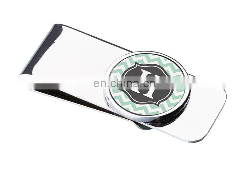 Round shaped money clip with printed logo