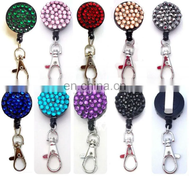 Fashion bling bling rhinstone studded retractable rhinestone lanyard