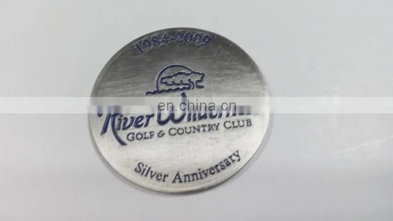 Golf Souvenir Iron Coin in Die Cast Process, Antique Silver Plating and Soft enamel technique