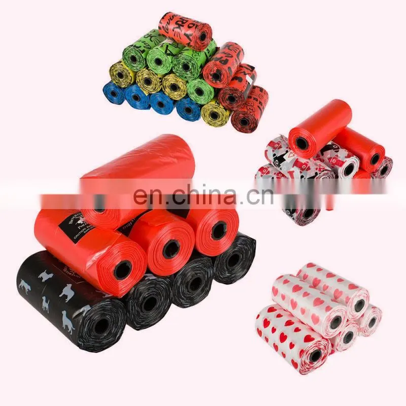 Custom Printed Biodegradable Compostable Disposable Eco Friendly Black Trash Garbage Pet Dog Waste Poop Poo Bag For Dogs