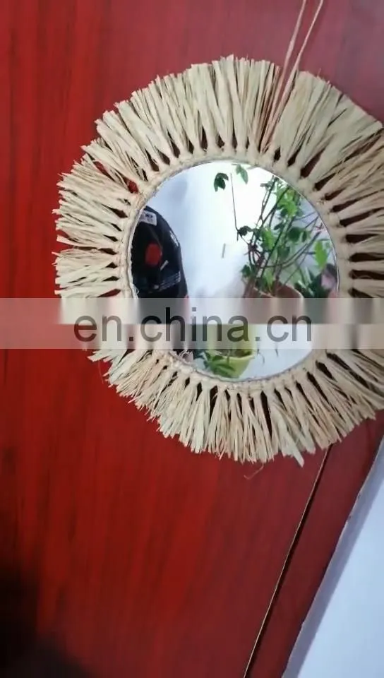 home decoration metal frame glass half moon mirror wall hanging